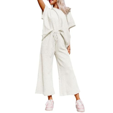 SHEWIN Women 2 Piece Outfits Sweat Set 2025 Casual Long Sleeve Crewneck Shirts Matching Lounge Pants...