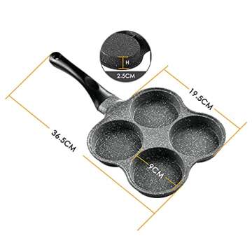 Buecmue Rustless Egg Frying Pan | 4-Cup Nonstick Easy Clean Egg Cooker Omelet Pan For Breakfast Swedish Pancake, Plett, Crepe Pan Gas Stove and Other Stoves Cookware