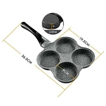 Buecmue Rustless Egg Frying Pan | 4-Cup Nonstick Easy Clean Egg Cooker Omelet Pan For Breakfast Swedish Pancake, Plett, Crepe Pan Gas Stove and Other Stoves Cookware