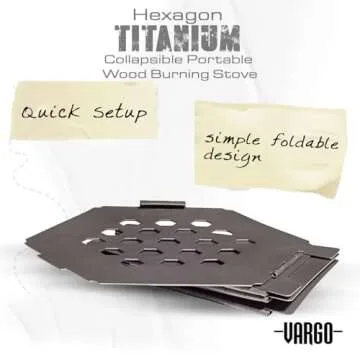 Vargo Titanium Hexagon Wood Stove | Collapsible Portable Wood Burning Stove | Ultra Lightweight Compact Wood Stove for Backpackers & Outdoor Explorers T-415