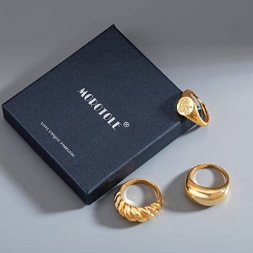 MOROTOLE Chunky Gold Rings Set Durable & Stylish Jewelry