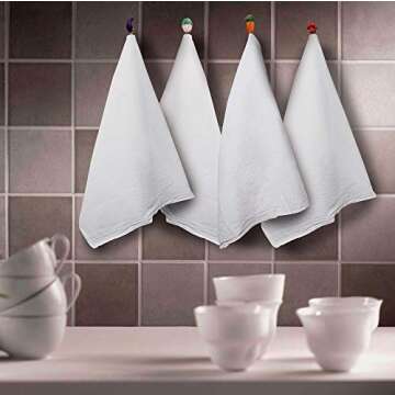 HomeLabels Kitchen 12 Pack Flour-Sack Towels, 100% Pure Rung Spin Cotton, Hand Towels, Multi-Purpose, Highly Absorbent