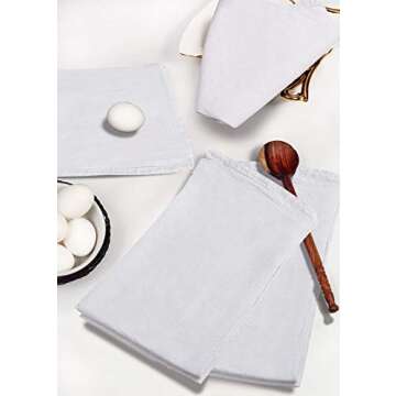 HomeLabels Kitchen 12 Pack Flour-Sack Towels, 100% Pure Rung Spin Cotton, Hand Towels, Multi-Purpose, Highly Absorbent