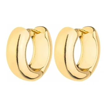14K Gold Plated Chunky Hoop Earrings Hypoallergenic Set