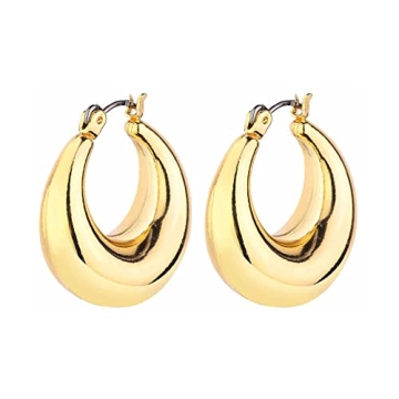 14K Gold Plated Chunky Hoop Earrings Hypoallergenic Set