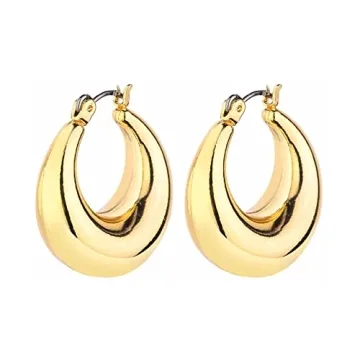 14K Gold Plated Chunky Hoop Earrings Hypoallergenic Set
