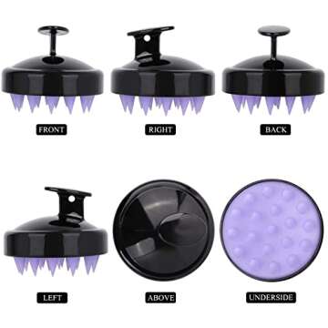 Hair Scalp Massager Wet Head Brush Shampoo Dry Scalp Care Brush with Soft Silicone Head Dandruff Bru...