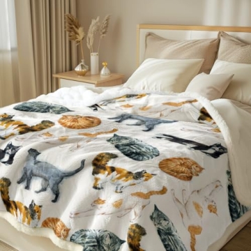 Sleepwish Colorful Cat Fleece Blanket for Cat Lovers