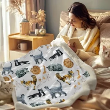 Sleepwish Colorful Cat Fleece Blanket for Cat Lovers