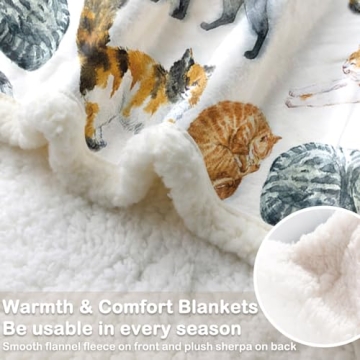 Sleepwish Colorful Cat Fleece Blanket for Cat Lovers