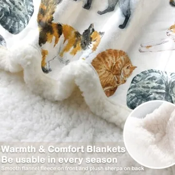 Sleepwish Colorful Cat Fleece Blanket for Cat Lovers