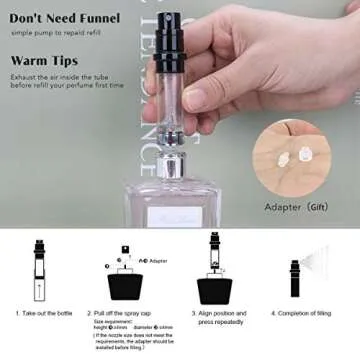 Refillable Perfume Bottle Atomizer for Travel,Portable Easy Refillable Perfume Spray Pump Empty Bottle for men and women with 5ml Mini Pocket Size (Black+Rose Gold)
