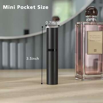 Refillable Perfume Bottle Atomizer for Travel,Portable Easy Refillable Perfume Spray Pump Empty Bottle for men and women with 5ml Mini Pocket Size (Black+Rose Gold)