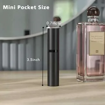 Refillable Perfume Bottle Atomizer for Travel,Portable Easy Refillable Perfume Spray Pump Empty Bottle for men and women with 5ml Mini Pocket Size (Black+Rose Gold)