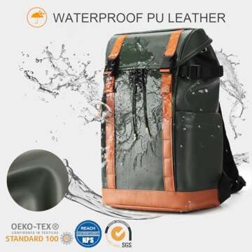 TARION Waterproof Camera Backpack Bag - Eco-friendly Leather Camera Bag with 13" Laptop Sleeve Remov...