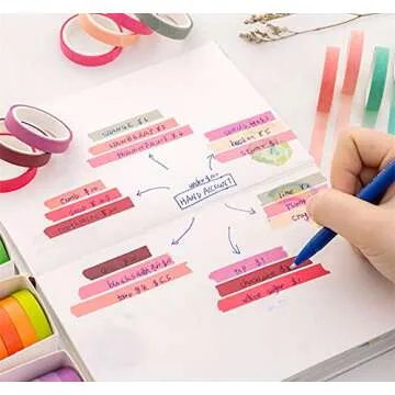 VIVIQUEN 20 Rolls Washi Tape Set Vibrant Craft Tapes