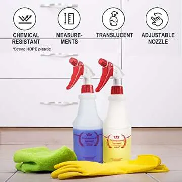 Uineko 24 Oz Plastic Spray Bottle 4 Pack for All Purposes