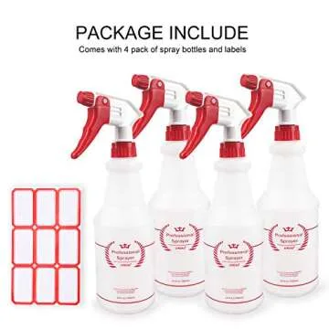 Uineko 24 Oz Plastic Spray Bottle 4 Pack for All Purposes