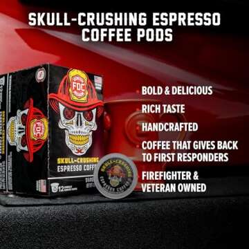 Fire Department Coffee - Gives Back to Firefighters - Skull Crushing Espresso Coffee Pods - Full-Bod...