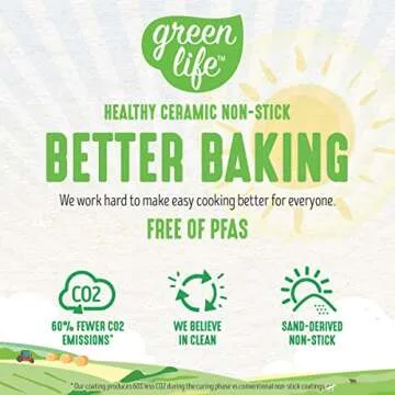 GreenLife Bakeware 13” x 9” Quarter Cookie Sheet, Non-Toxic PFAS-Free Healthy Ceramic Nonstick, Oven Safe to 450°F, Easy Release, Even Heating, Easy Clean, Turquoise