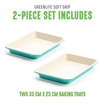 GreenLife Bakeware 13” x 9” Quarter Cookie Sheet, Non-Toxic PFAS-Free Healthy Ceramic Nonstick, Oven Safe to 450°F, Easy Release, Even Heating, Easy Clean, Turquoise
