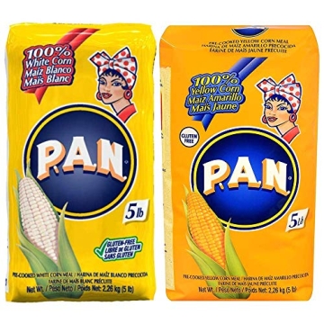 P.A.N. Pre-Cooked Corn Meal Bundle – Perfect Gluten Free Top Quality Flour for Arepas (5 lb each)