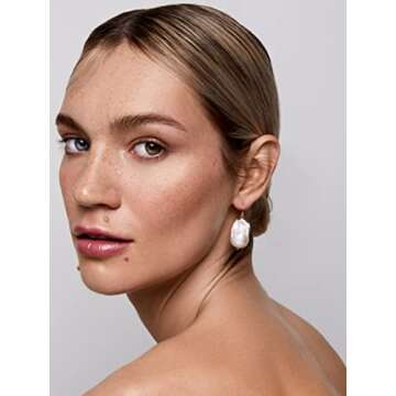 Mateo New York, 14K Gold Baroque Pearl Drop Earrings