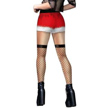 High Waisted Novelty Christmas Holiday Printed Leggings for Women, Sexy Fishnet Stocking Print Leggings, S/M