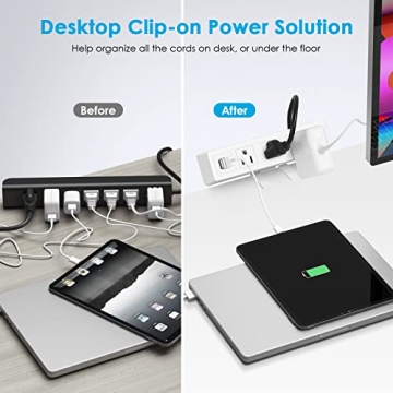 3 AC Outlet Desk Clamp Power Strip - Organized Charging Hub