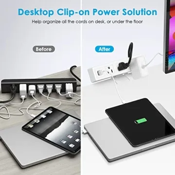 3 AC Outlet Desk Clamp Power Strip - Organized Charging Hub