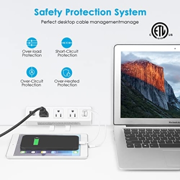 3 AC Outlet Desk Clamp Power Strip - Organized Charging Hub