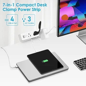3 AC Outlet Desk Clamp Power Strip - Organized Charging Hub