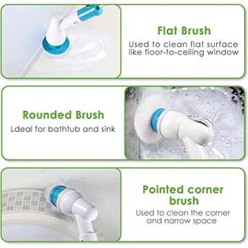 Spin Scrubber, 360 Cordless Tub and Tile Scrubber, Multi-Purpose Power Surface Cleaner with 3 Replac...