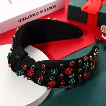 Stylish Christmas Headband with Rhinestones and Charms