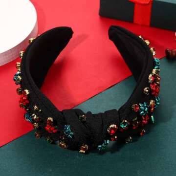 Stylish Christmas Headband with Rhinestones and Charms