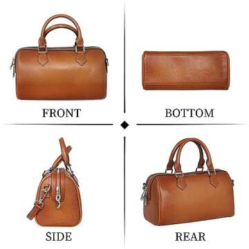 HESHE Leather Top Handle Bags for Women Leather Purses Tote Bag Satchel Handbags Shoulder Bag Designer Crossbody Bags (Sorrel)