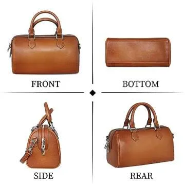 HESHE Leather Top Handle Bags for Women Leather Purses Tote Bag Satchel Handbags Shoulder Bag Designer Crossbody Bags (Sorrel)