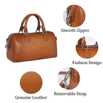 HESHE Leather Top Handle Bags for Women Leather Purses Tote Bag Satchel Handbags Shoulder Bag Designer Crossbody Bags (Sorrel)