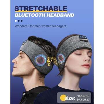 LC-dolida Sleep Headphones Bluetooth Headband Wireless Headband Headphones with Thin HD Stereo Speak...