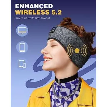 LC-dolida Sleep Headphones Bluetooth Headband Wireless Headband Headphones with Thin HD Stereo Speakers Perfect for Side Sleepers, Sport, Yoga, Travel (Fashion Grey)
