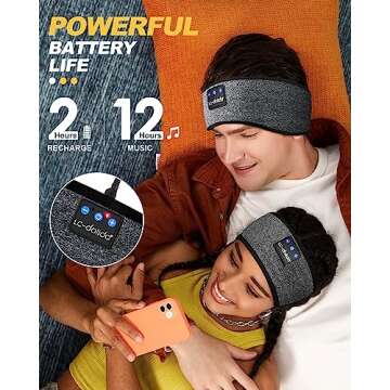 LC-dolida Sleep Headphones Bluetooth Headband Wireless Headband Headphones with Thin HD Stereo Speakers Perfect for Side Sleepers, Sport, Yoga, Travel (Fashion Grey)
