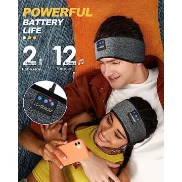 LC-dolida Sleep Headphones Bluetooth Headband Wireless Headband Headphones with Thin HD Stereo Speakers Perfect for Side Sleepers, Sport, Yoga, Travel (Fashion Grey)