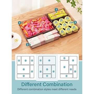 Kootek 9 Pcs Drawer Organizer Set, 4-Size Bathroom Drawer Organizers Makeup Trays Vanity Desk Divide...