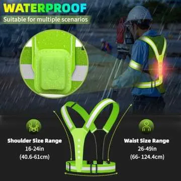 ConKrian LED Reflective Vest USB Rechargeable Running Gear Night Light up Vest Safety Gear Adjustable Elastic Size Night Running LED VES for Men/Women/Child (Green)