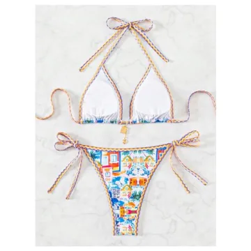 SOLY HUX Colorful Halter Bikini Set for Stylish Summer Fun