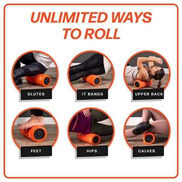 URBNFit Vibrating Foam Roller - Electric Muscle & Back Roller w/ 5 Speeds for Physical Therapy Exercise, Deep Tissue Massage, Post Workout Recovery and Trigger Point Release﻿