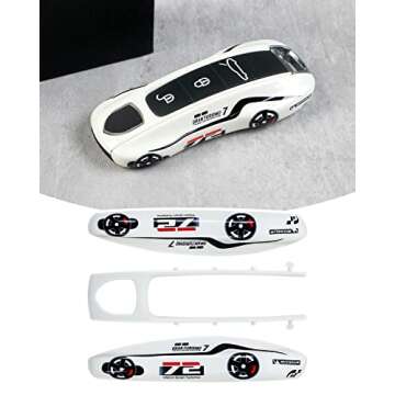 LIMBQS Car Key Protection Keychain, Key Cover for Porsche Macan Cayenne Panamera 911 (New White)