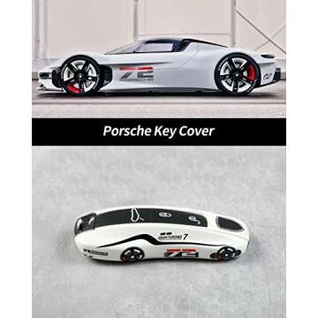 LIMBQS Car Key Protection Keychain, Key Cover for Porsche Macan Cayenne Panamera 911 (New White)