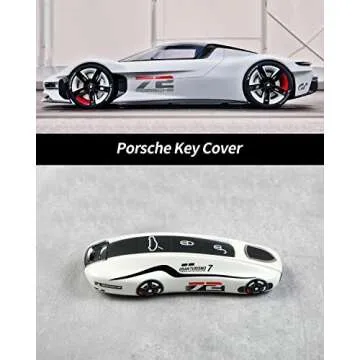 LIMBQS Car Key Protection Keychain, Key Cover for Porsche Macan Cayenne Panamera 911 (New White)