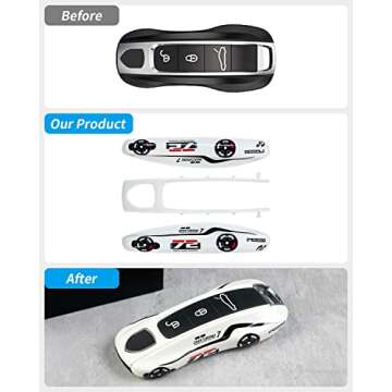 LIMBQS Car Key Protection Keychain, Key Cover for Porsche Macan Cayenne Panamera 911 (New White)